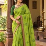 Handloom Kolam saree Block Printed