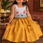 Padma Kanak – Hand-Painted Lotus Festive Dress for Girls ( 3-4 yrs)